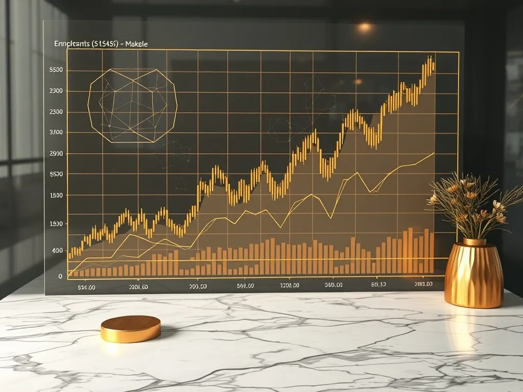 Technical financial chart with geometric patterns and data p
