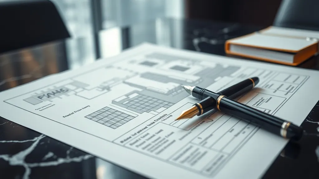 Close-up of high-quality financial documentation, architectu