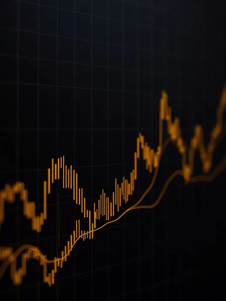 Abstract financial graph showing currency volatility, dark b